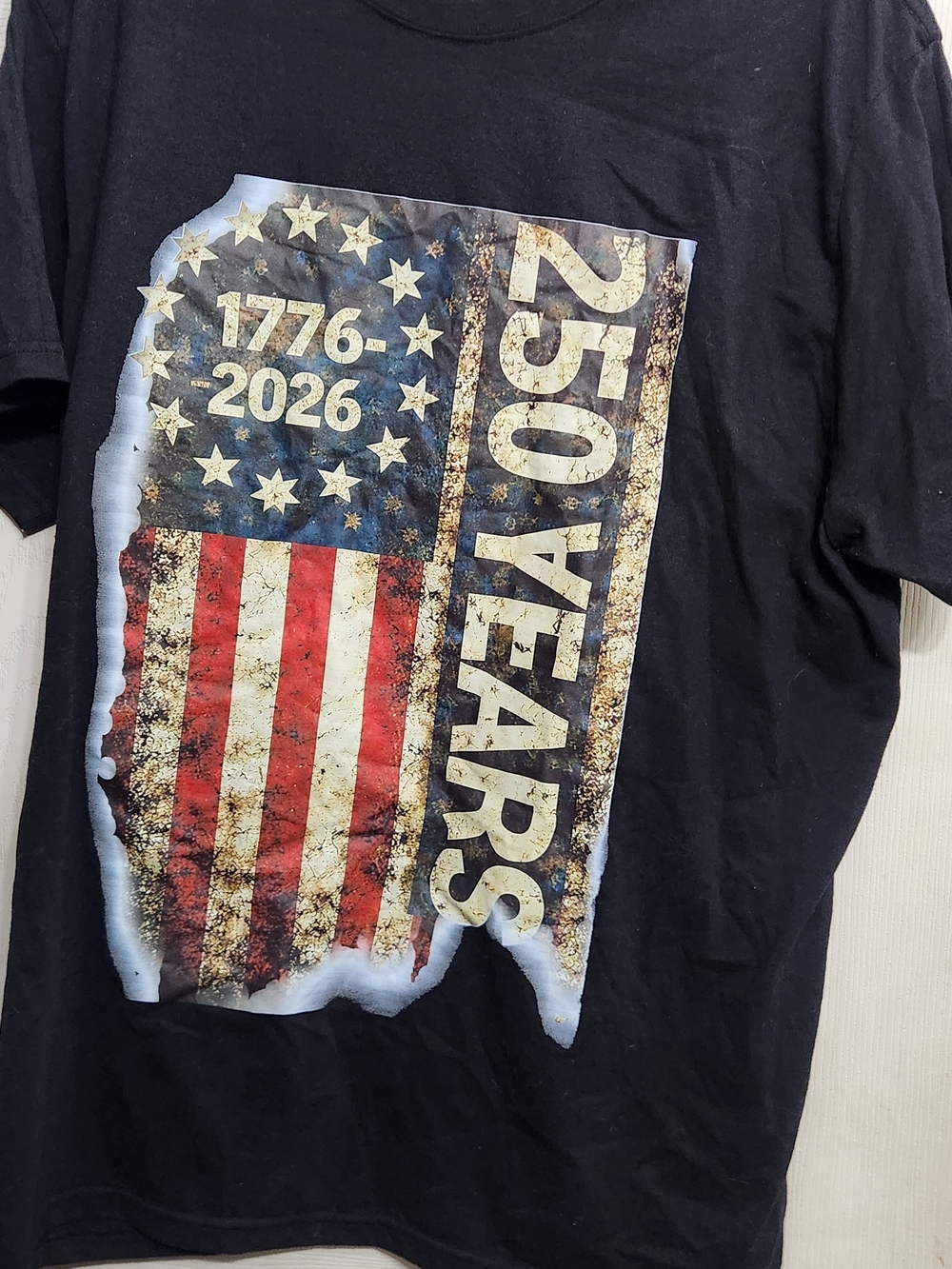 Source Unknown Black Patriotic 250 Years Graphic Tee